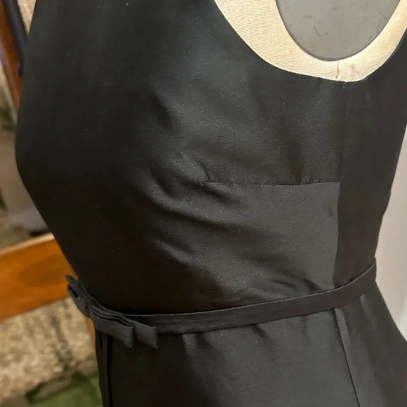 Kate Spade Silk Black Midi Dress with cowl neck and Bow waist detail - Picture 8 of 13